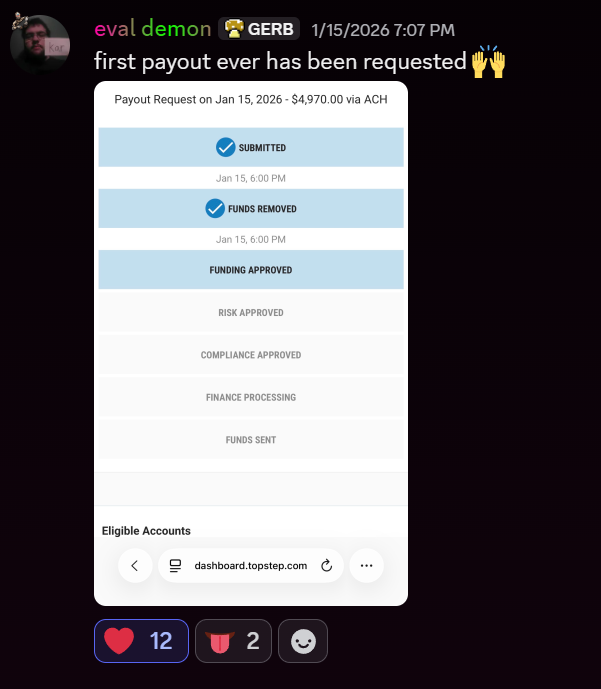 Student payout screenshot 10, shared with permission
